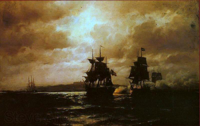 Eduardo de Martino Combate naval France oil painting art